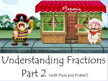 Preview of Understanding Fractions Part 2 (With Pizza and Pirates!) Activboard Smartboard