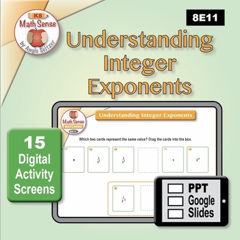 Preview of Understanding Integer Exponents DIGITAL MATCHING: 15 PPT / Google Slides 8E11