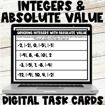 Preview of Understanding Integers & Absolute Value Activities Digital Task Cards