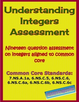 Preview of Understanding Integers Assessment-Distance Learning Print & Digital Options