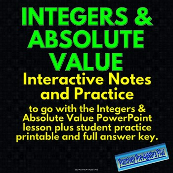 Preview of Integers & Absolute Value Interactive Notes & Practice-Distance Learning