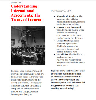 Preview of Understanding International Agreements: DBQ on the Treaty of Locarno NO PREP