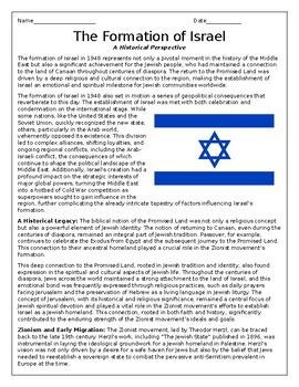 Preview of Understanding Israel's Birth: A Detailed Journey Through History Worksheet