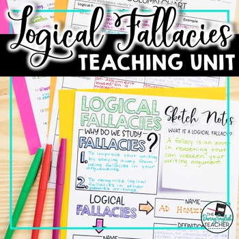 Preview of Logical Fallacies Teaching Unit: Activities, Quiz, Sketch Notes PRINT + DIGITAL