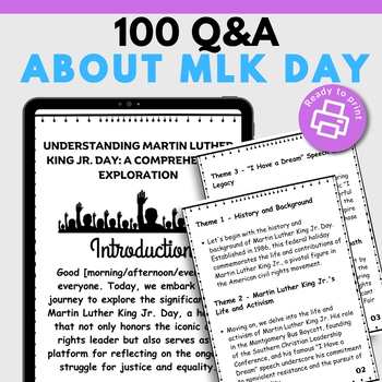 Preview of Understanding Martin Luther King Jr. Day- 100 Q&A About MLK Day- Reading January
