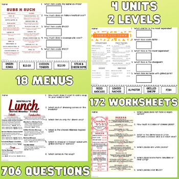 Understanding Menus BUNDLE - Reading Menus & Menu Math - Life