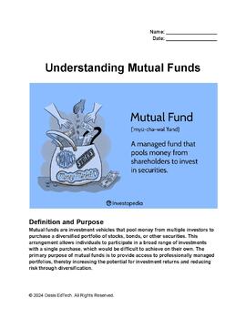Preview of Understanding Mutual Funds Worksheet