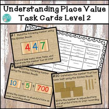Preview of Understanding Place Value with the Montessori Golden Beads Task Cards Level 2