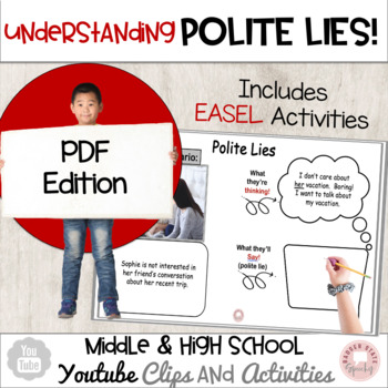 Preview of Understanding Polite Lies Social Fake PDF and EASEL Edition Middle School