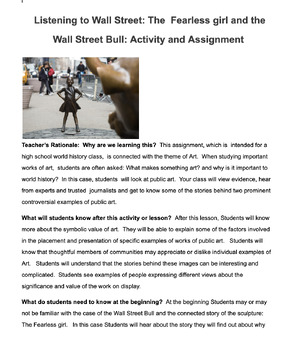 Preview of Understanding Public Art:  The Fearless Girl and The Wall Street Bull