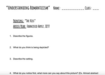 Preview of Understanding Romanticism Activity