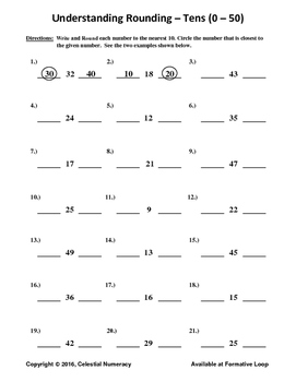 Preview of Understanding Rounding - Tens - (0 - 50) - FREE