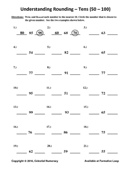 Preview of Understanding Rounding - Tens (50-100) - FREE