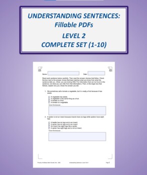 Preview of Understanding Sentences: Fillable PDFs Level 2 Complete Set (1-10)