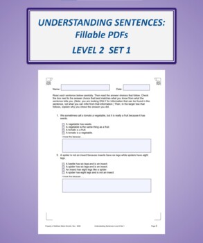 Preview of Understanding Sentences: Fillable PDFs Level 2 Set 1