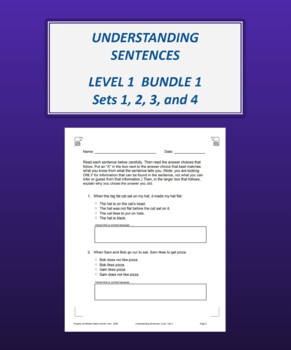 Preview of Understanding Sentences: Level 1 Bundle 1 (Sets 1, 2, 3, and 4)