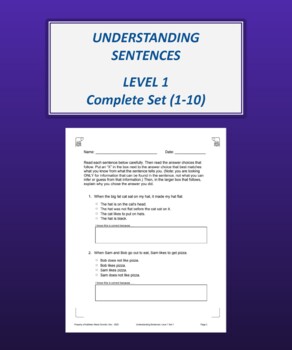 Preview of Understanding Sentences: Level 1 Complete Set (1-10)