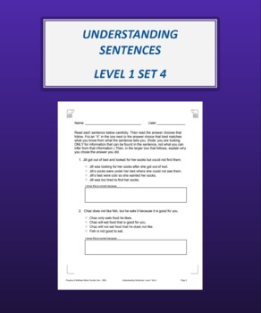 Preview of Understanding Sentences: Level 1 Set 4