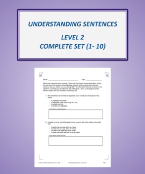 Preview of Understanding Sentences: Level 2 Complete Set (1-10)