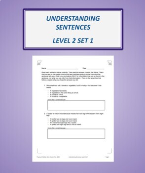 Preview of Understanding Sentences: Level 2 Set 1