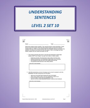 Preview of Understanding Sentences: Level 2 Set 10