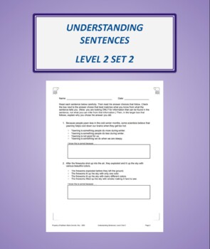 Preview of Understanding Sentences: Level 2 Set 2