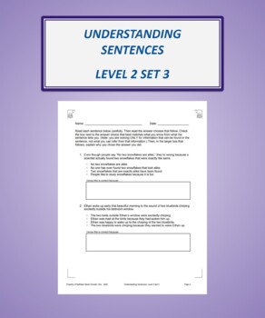 Preview of Understanding Sentences: Level 2 Set 3