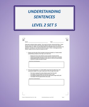 Preview of Understanding Sentences: Level 2 Set 5