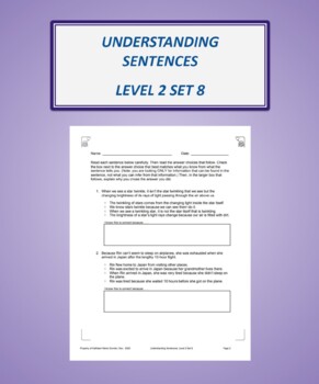 Preview of Understanding Sentences: Level 2 Set 8