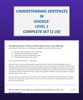 Preview of Understanding Sentences in Google: Level 1 Complete Set (1-10)