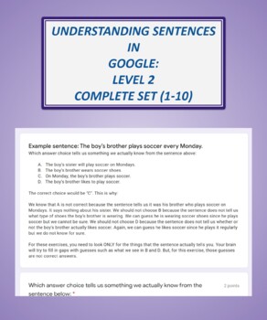 Preview of Understanding Sentences in Google: Level 2 Complete Set (Sets 1-10)