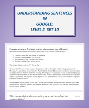Preview of Understanding Sentences in Google: Level 2 Set 10
