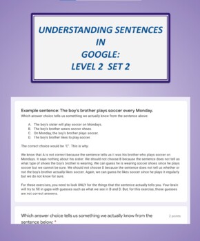 Preview of Understanding Sentences in Google: Level 2 Set 2