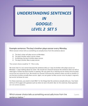 Preview of Understanding Sentences in Google: Level 2 Set 5