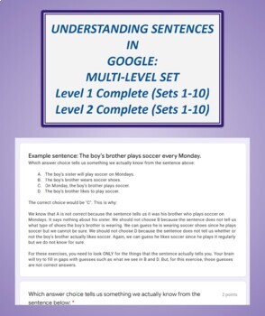 Preview of Understanding Sentences in Google: Multi-level Sets (Levels 1 and 2, all sets)