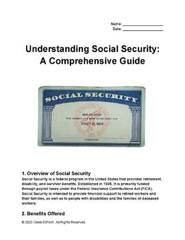 Preview of Understanding Social Security: A Comprehensive Guide Worksheet