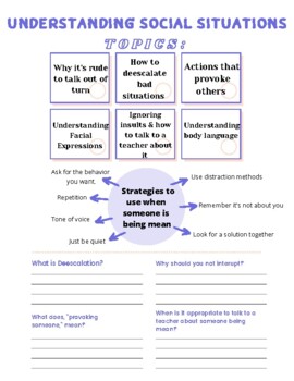 Preview of Understanding Social Situations Pragmatics Worksheet