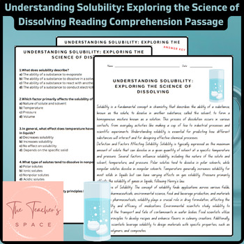 Preview of Understanding Solubility: Exploring the Science of Dissolving Reading Passage