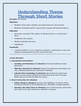 Preview of Understanding Theme Through Short Stories