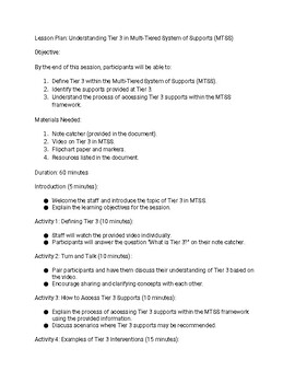 Preview of Understanding Tier 3 in Multi-Tiered Systems of Support - Lesson Plan