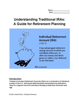 Preview of Understanding Traditional IRAs:  A Guide for Retirement Planning Worksheet