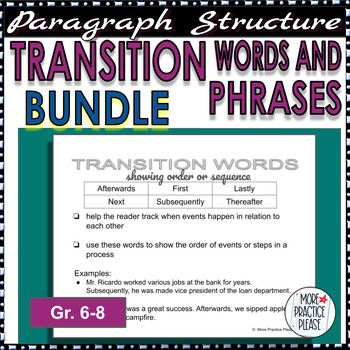 Preview of Understanding Transition Words and Phrases Worksheets BUNDLE