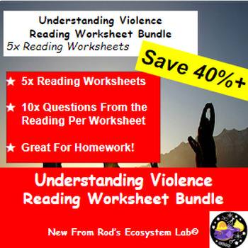 Preview of Understanding Violence Lesson Reading Worksheet Bundle **Editable**