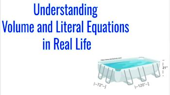 Preview of Understanding Volume and Literal Equations In Real Life