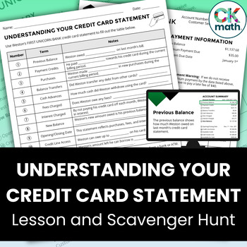 Preview of Understanding Your Credit Card Statement - Interest, Payments, Balances, & More!