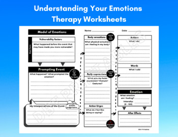 Understanding Your Emotions Therapy Worksheets | DBT Emotion Regulation