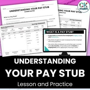 Preview of Understanding Your Pay Stub Lesson - Paychecks, Deductions, & Income Taxes