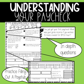 Preview of #TEACHERGRAM Understanding Your Paycheck Worksheet