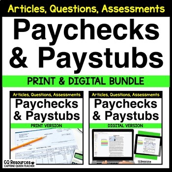 Preview of Financial Literacy Paychecks Career Exploration & Personal Finance High School