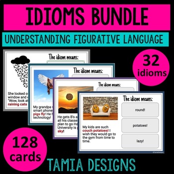 Preview of Understanding idioms Sets 1-4 Boom Cards Digital task cards BUNDLE